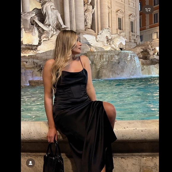 ZARA Black Corset Effect Satin Effect Slip Midi Maxi Dress $69.90 - Picture 3 of 12